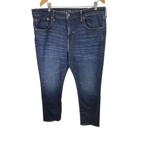 American Eagle AirFlex+ Slim Straight Jeans 38x32 Blue Denim‎ Mens MSRP $59